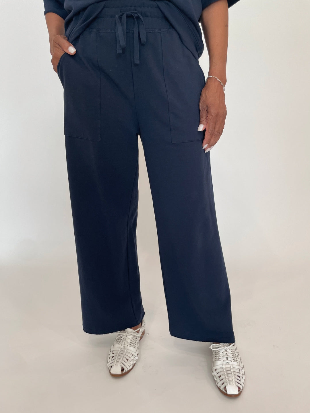 Elliott Lauren French Terry Relaxed Pants in Navy available at Barbara Katz