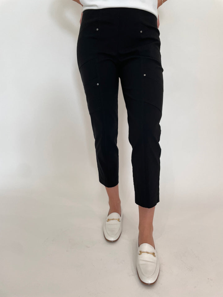 Elliott Lauren Crop Cargo Pants in Black available at Barbara Katz