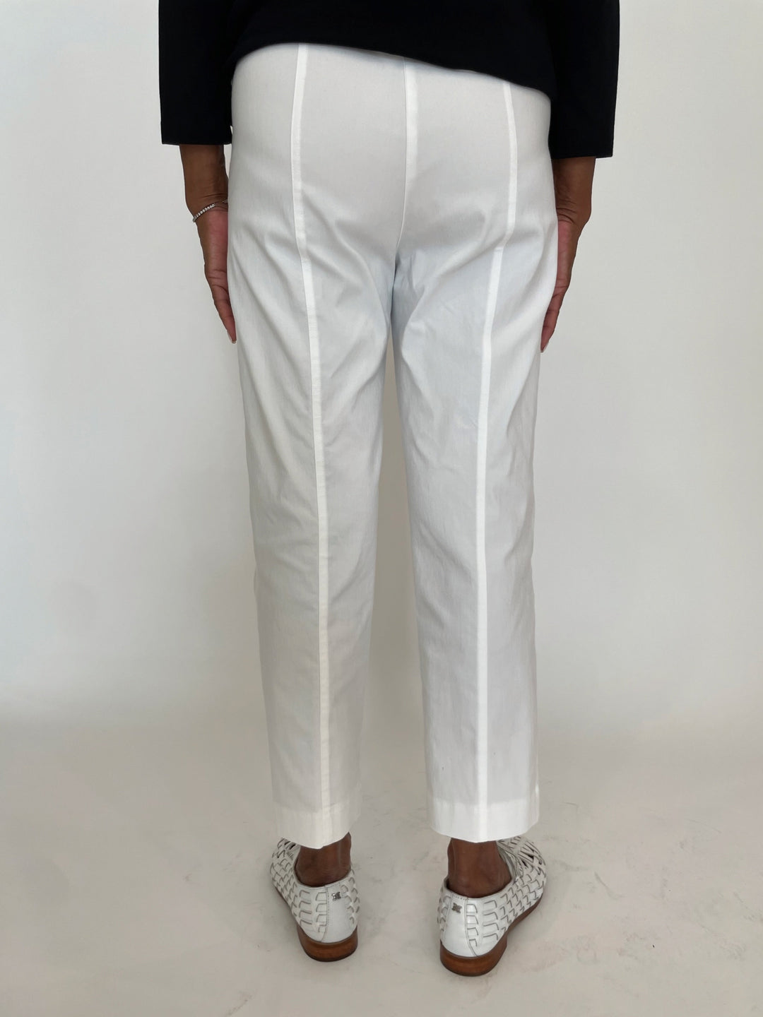 Elliott Lauren Crop Cargo Pants in White available at Barbara Katz