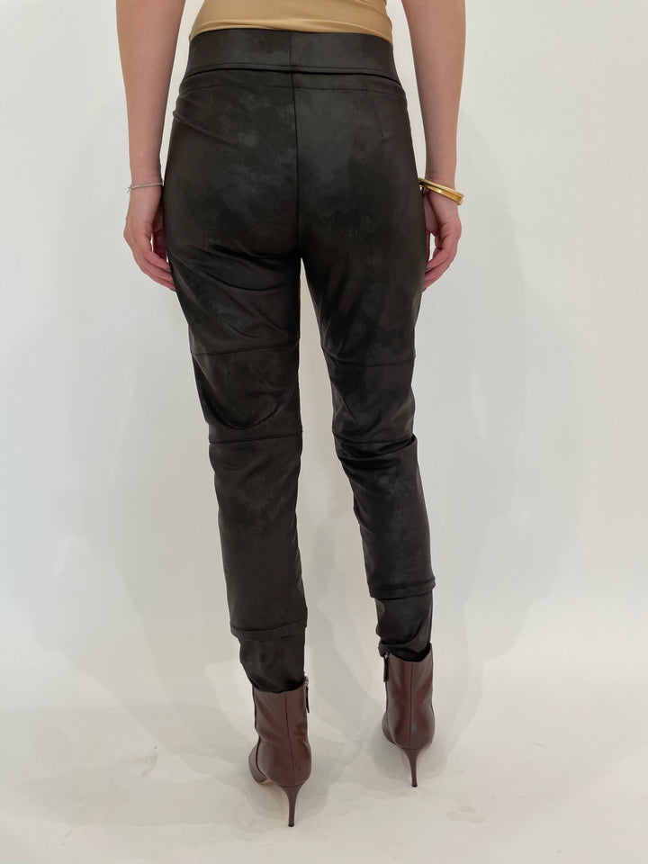 Raffaello Rossi Vegan Leather Candy Pants in Dark Brown available at Barbara Katz