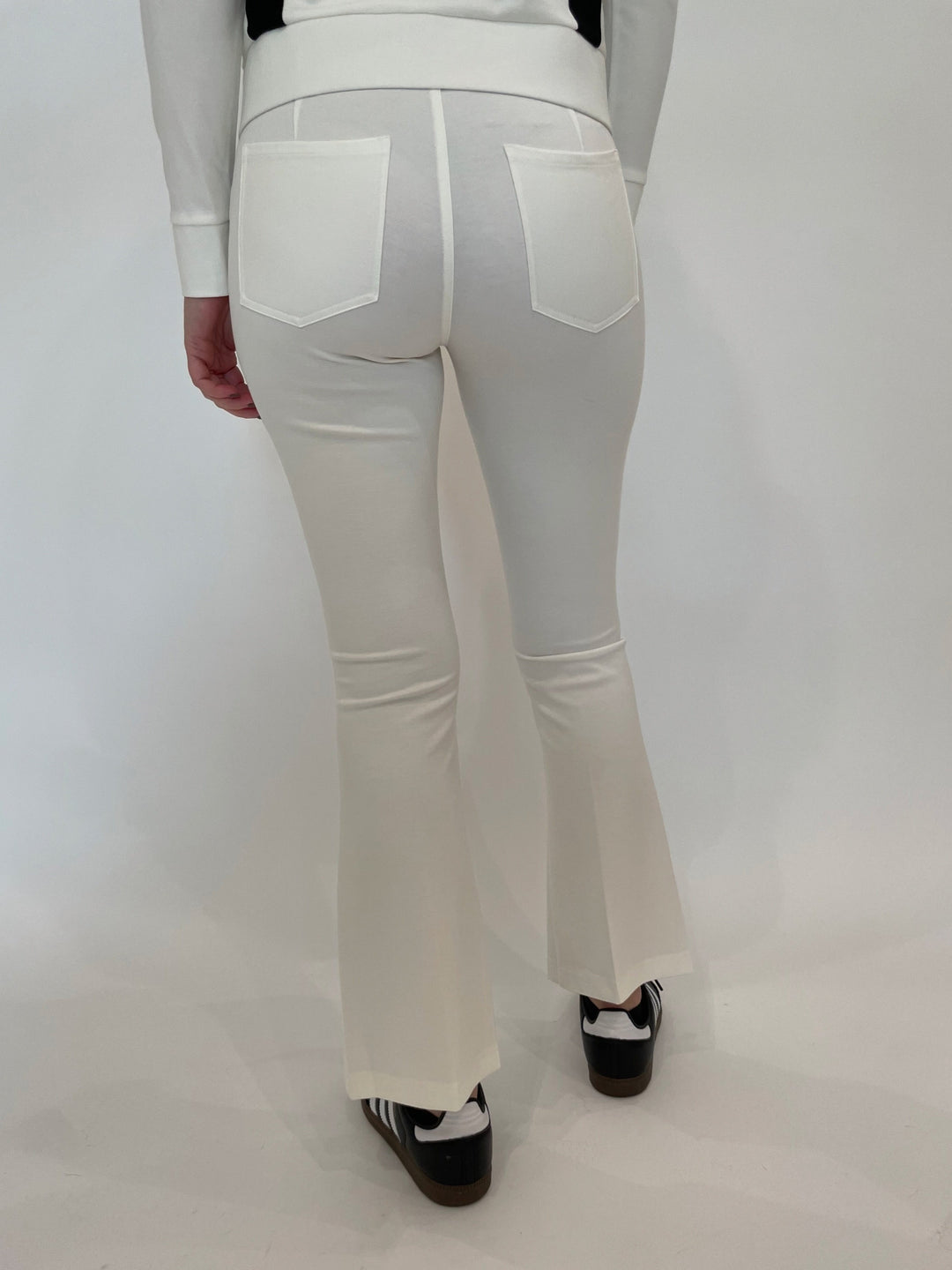 Peace of Cloth Ella Paramount Knit Pull-On Pants in Oyster available at Barbara Katz