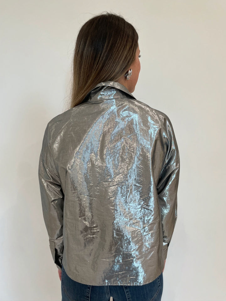 Max Mara Weekend Silver Aldeno Shirt Jacket available at Barbara Katz