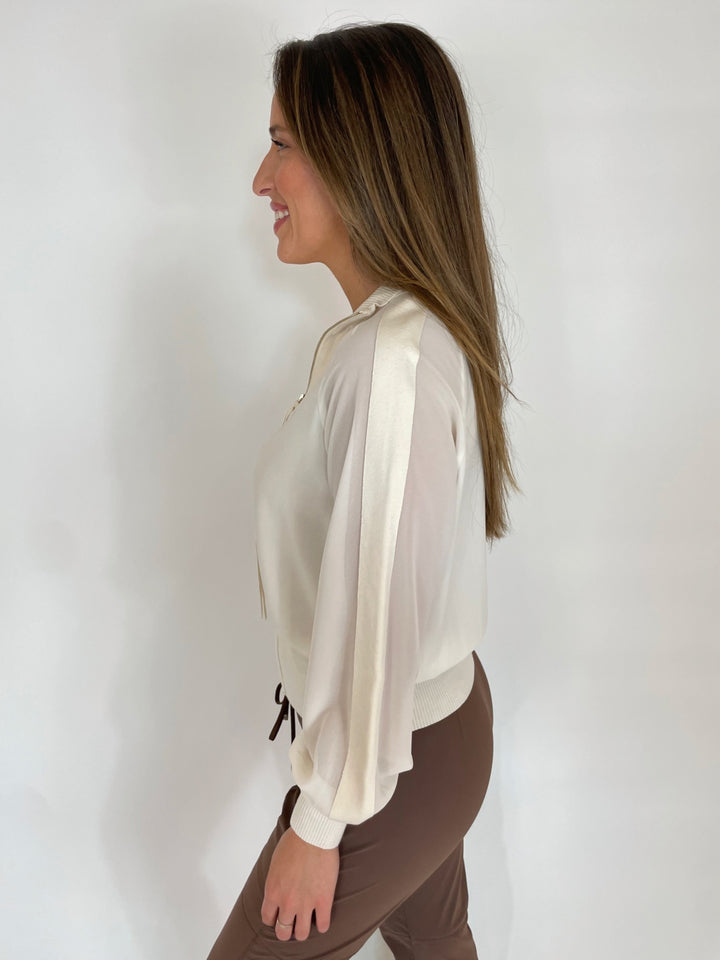 Marella Sorona Long Sleeve Jacket in White available at Barbara Katz