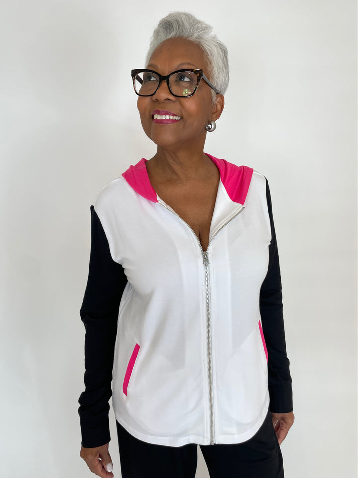 Pure Amici Leni Zip Hoodie in Cerise available at Barbara Katz