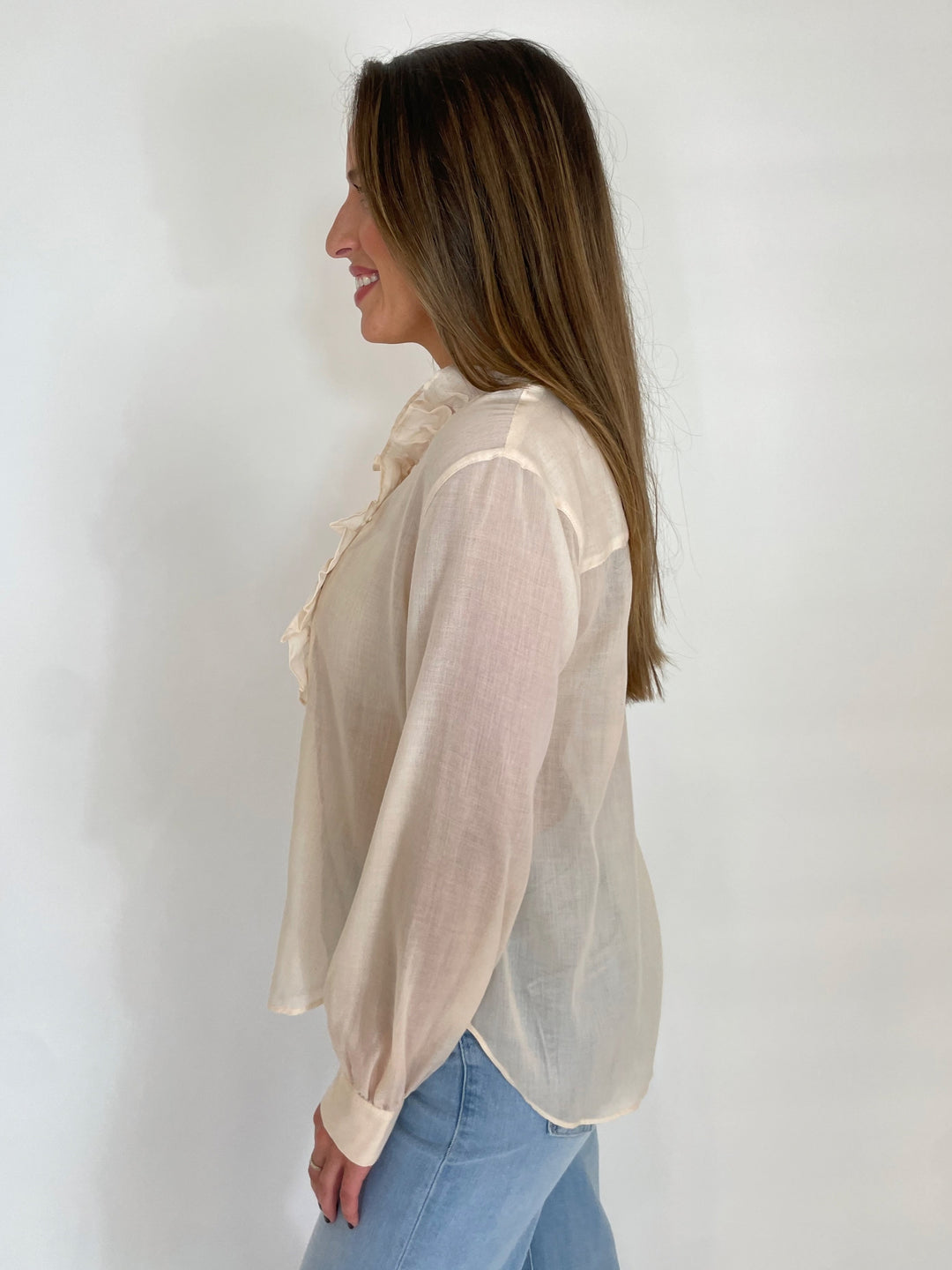 BK Rachel Long Sleeve Shirt in Ecru available at Barbara Katz