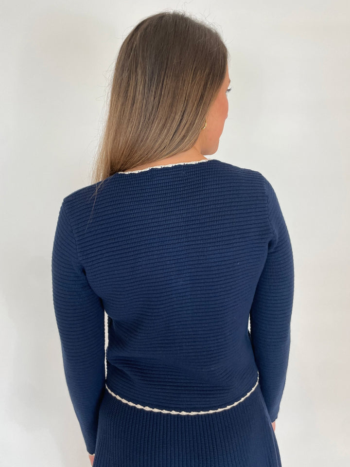 BK Makenna Knit Jacket in Indigo available at Barbara Katz