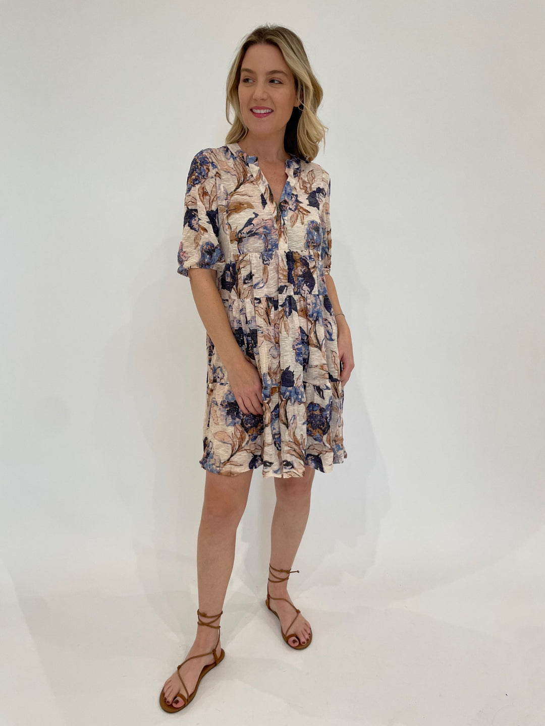 David Cline Skye Tiered Ruffle Dress in Denim available at Barbara Katz