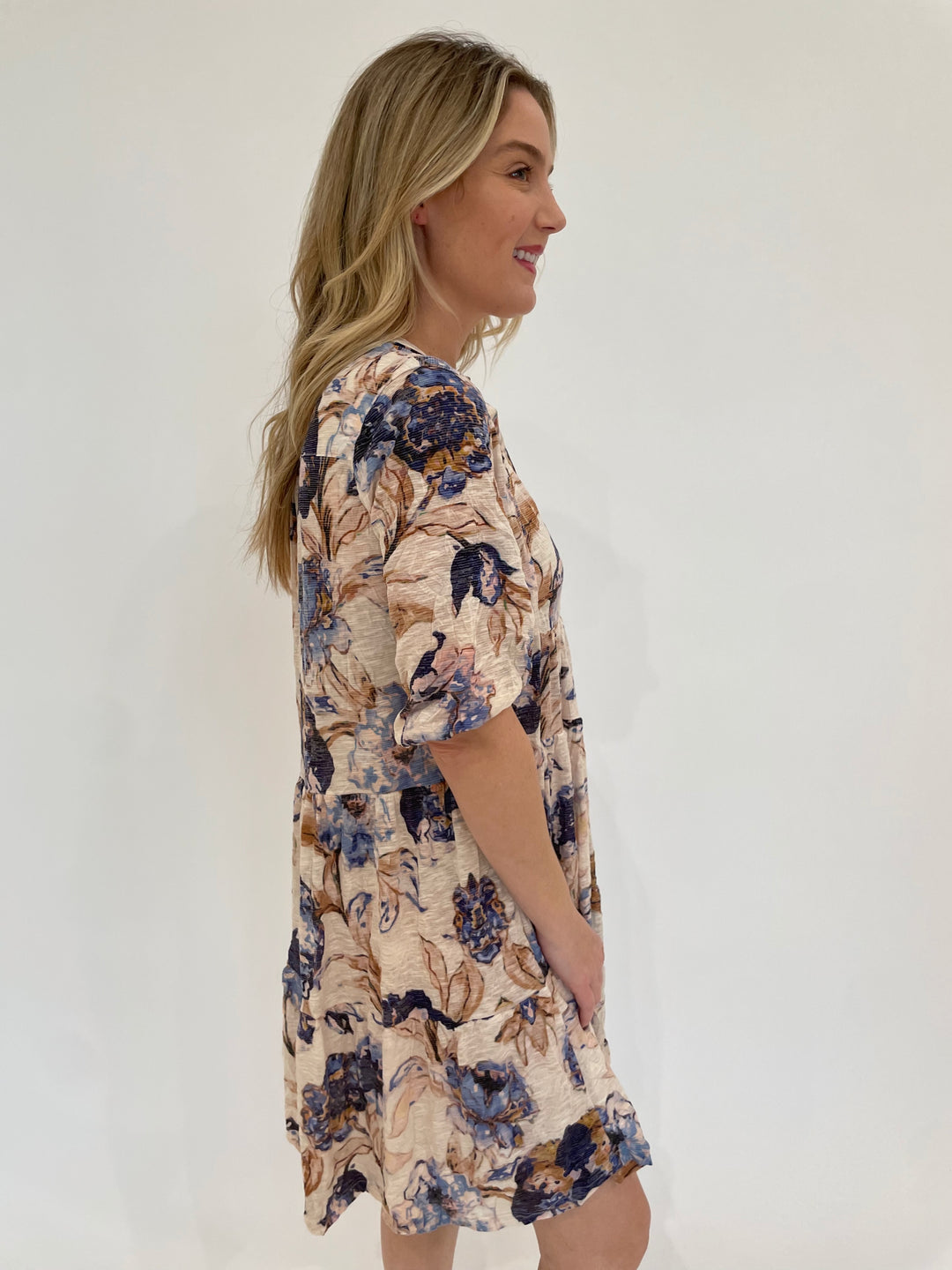 David Cline Skye Tiered Ruffle Dress in Denim available at Barbara Katz