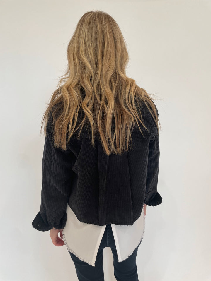 BK Cordelia Corduroy Crop Jacket in Iron available at Barbara Katz