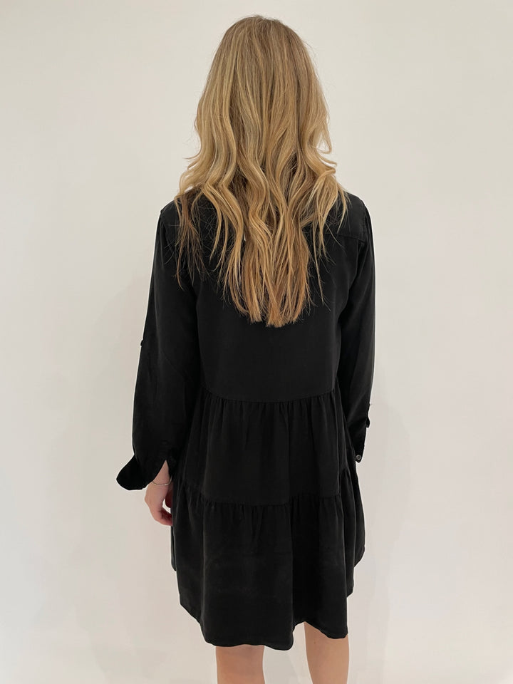 BK Bree Tiered Dress in Black available at Barbara Katz