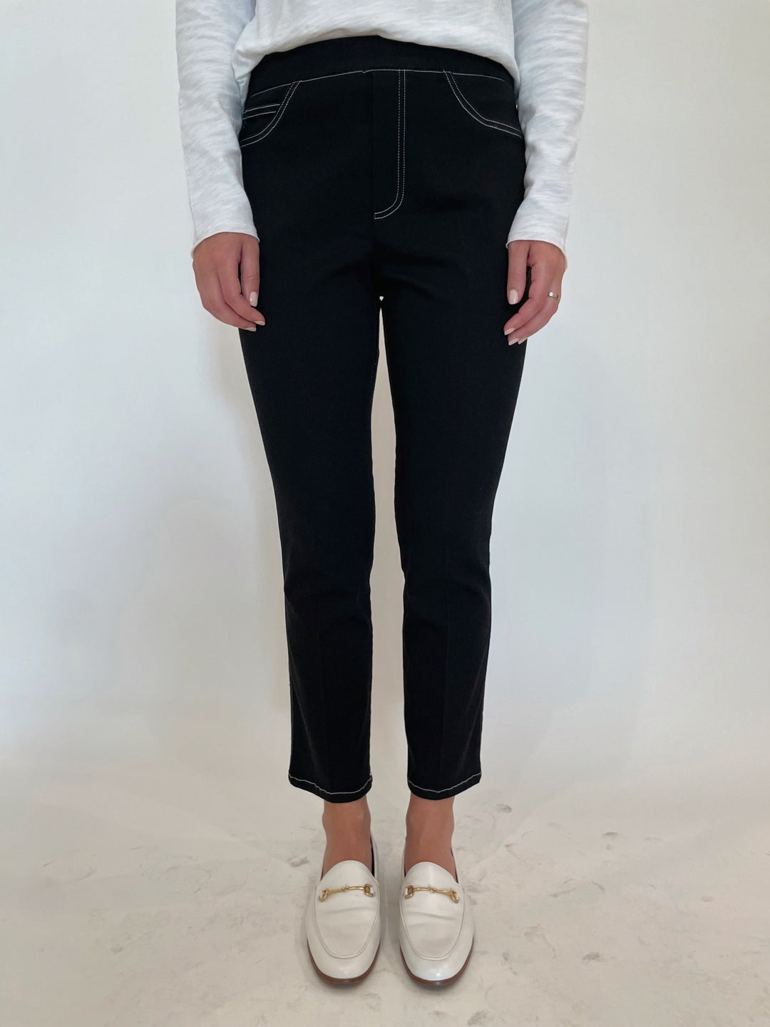 Peace of Cloth Joey Cropped Jeans in Black available at Barbara Katz