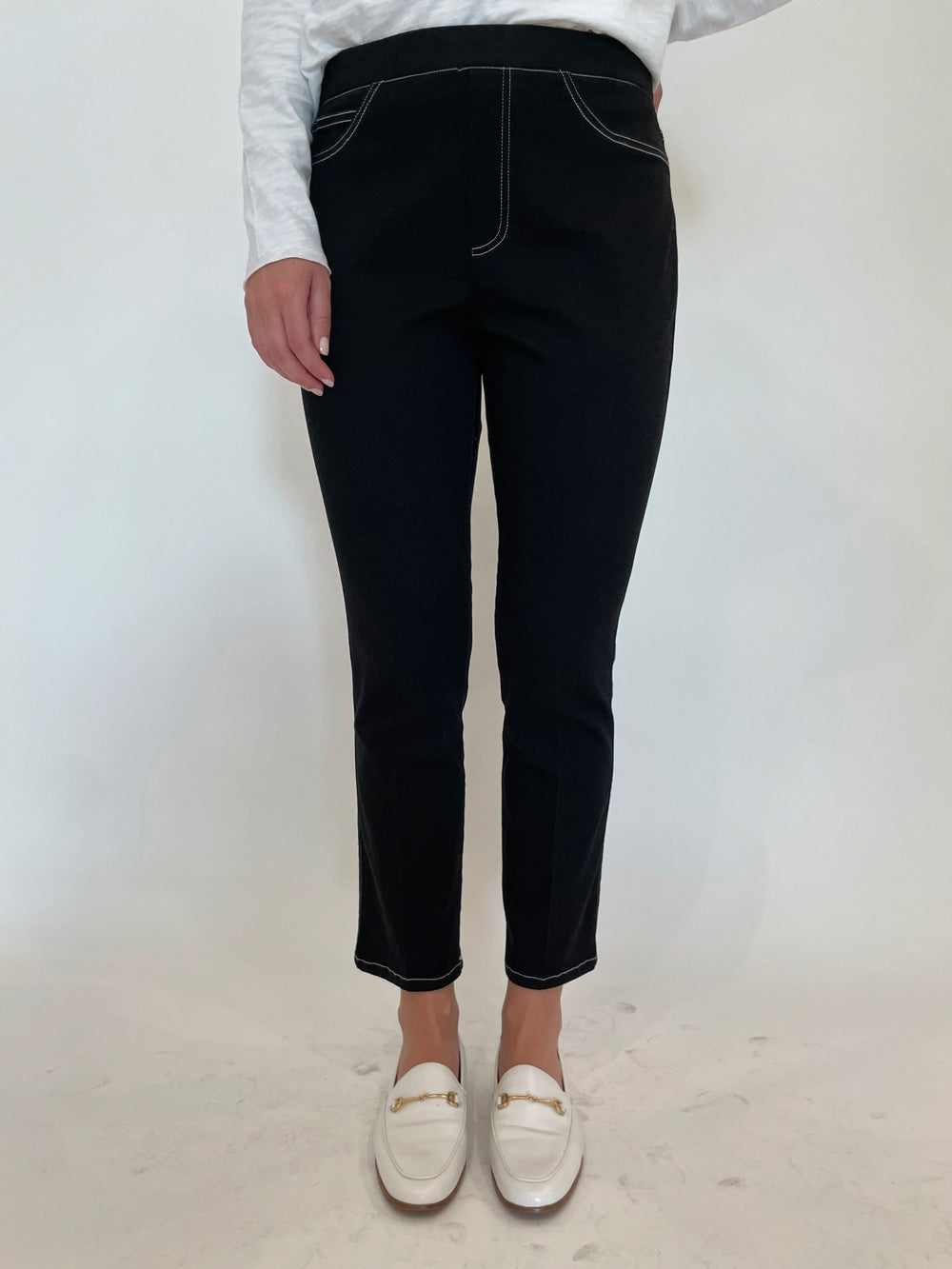 Peace of Cloth Joey Cropped Jeans in Black available at Barbara Katz