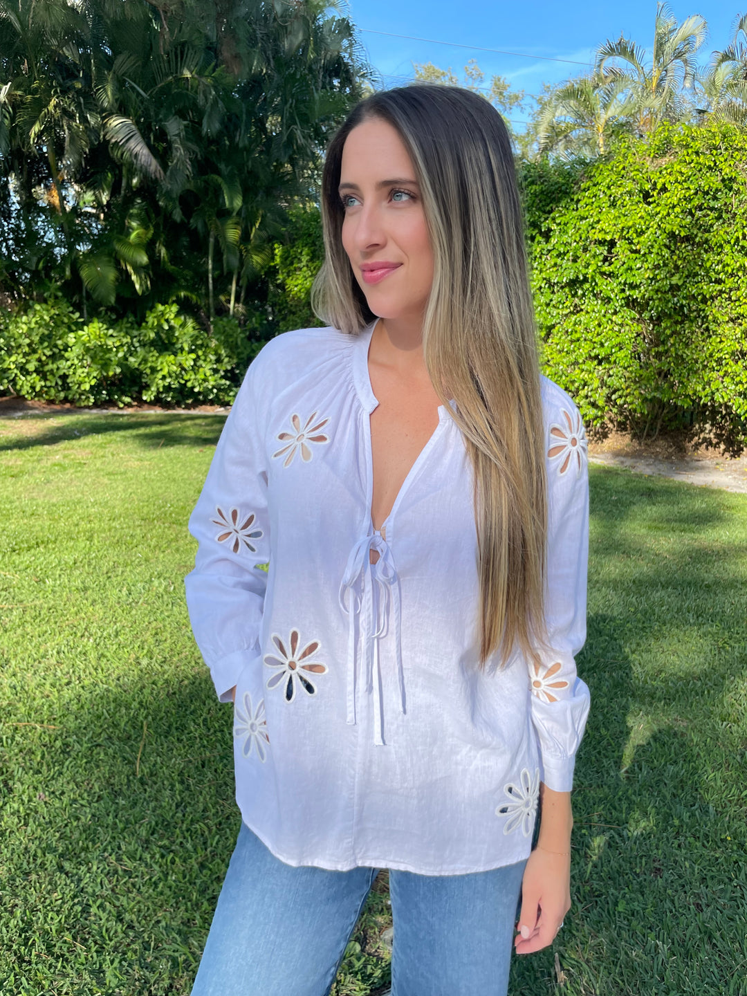 Rails Brielle Blouse in White Eyelet available at Barbara Katz