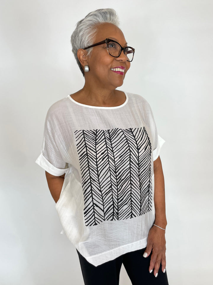 Terra Roxy Tee With Center Graphic in White available at Barbara Katz