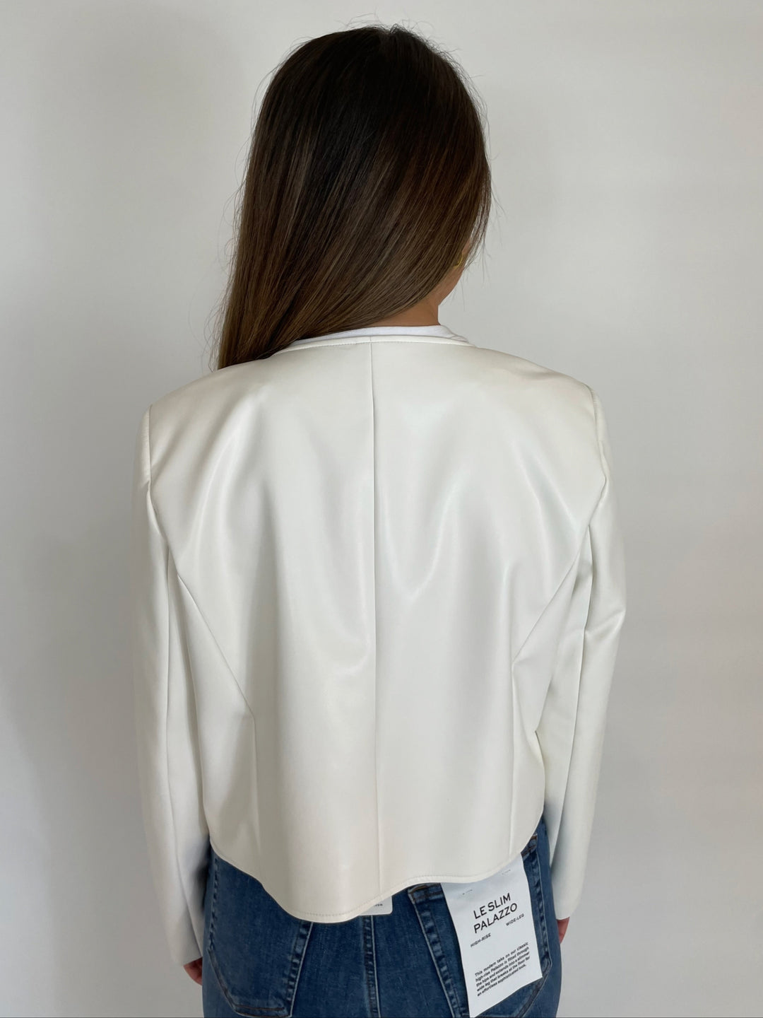 J Society Alexia Faux Leather Jacket in White available at Barbara Katz