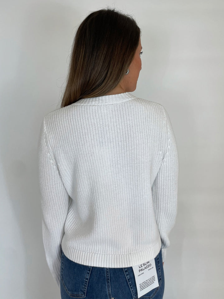 J Society Lydia Rib Crew Cardigan With Pocket in White available at Barbara Katz