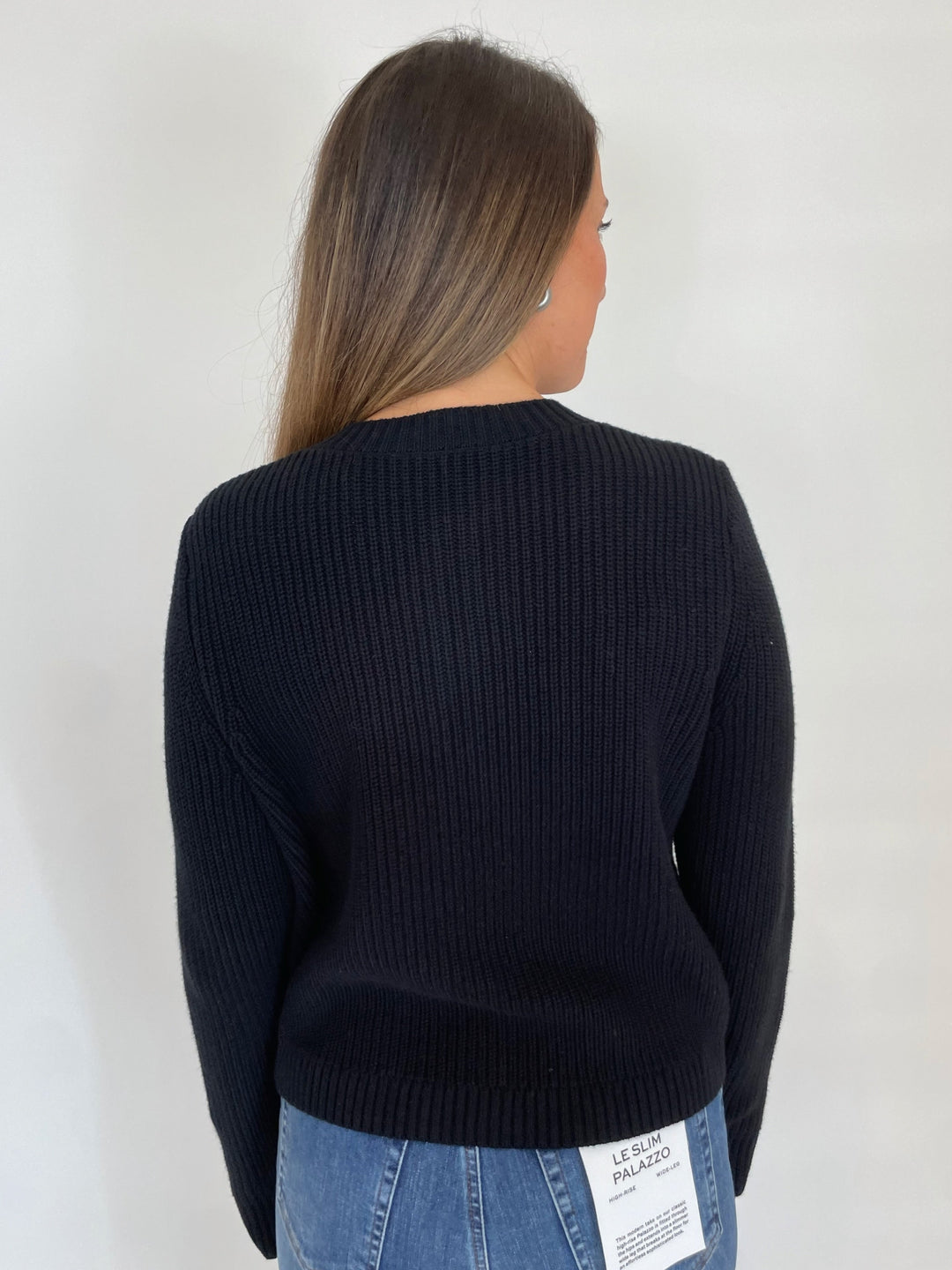 J Society Lydia Rib Crew Cardigan With Pocket in Black available at Barbara Katz