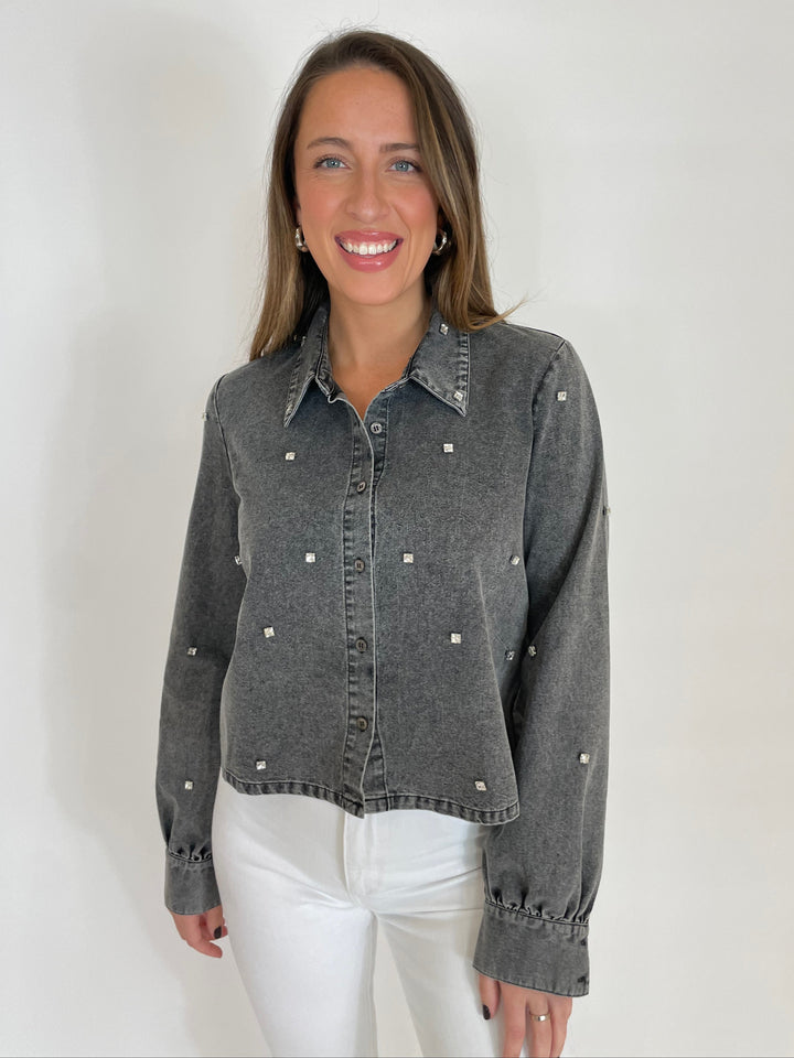 J Society Mirtha Denim Shirt in Black available at Barbara Katz