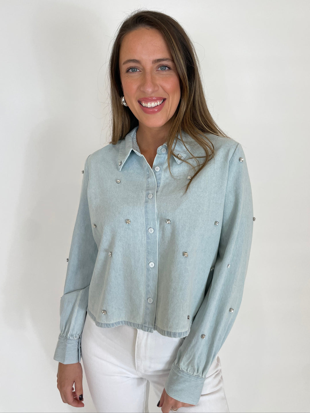 J Society Mirtha Denim Shirt in Chambray available at Barbara Katz