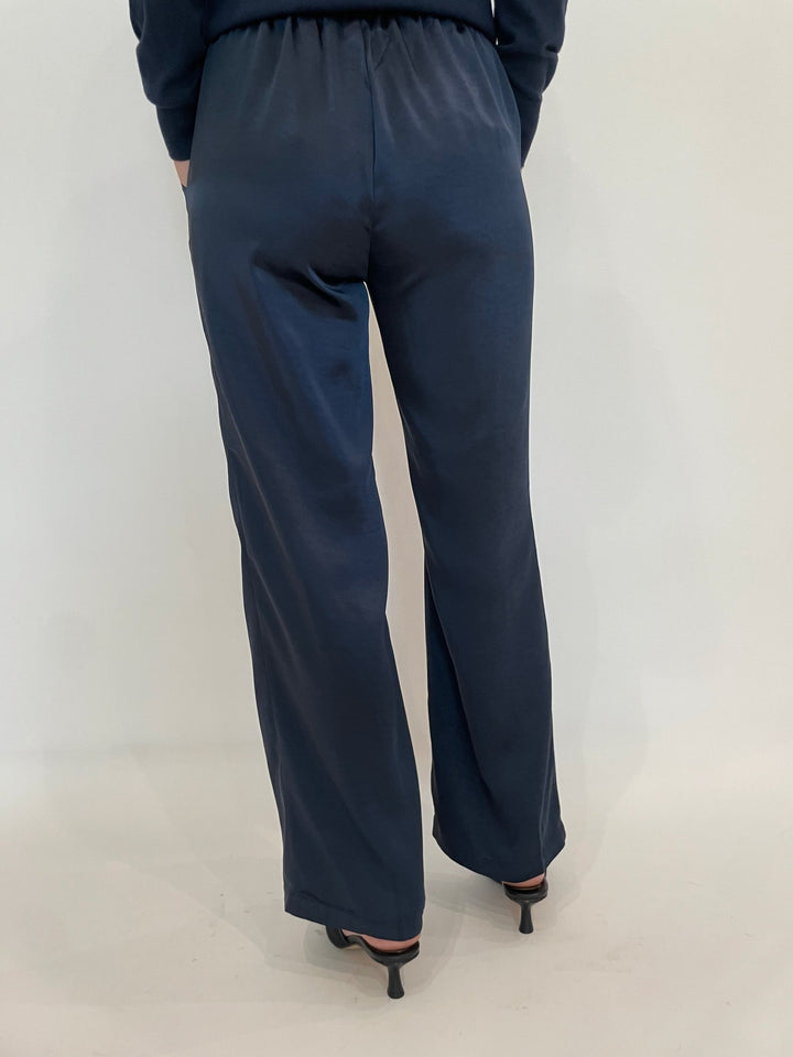 J Society Jesse Satin Pants in Navy available at Barbara Katz