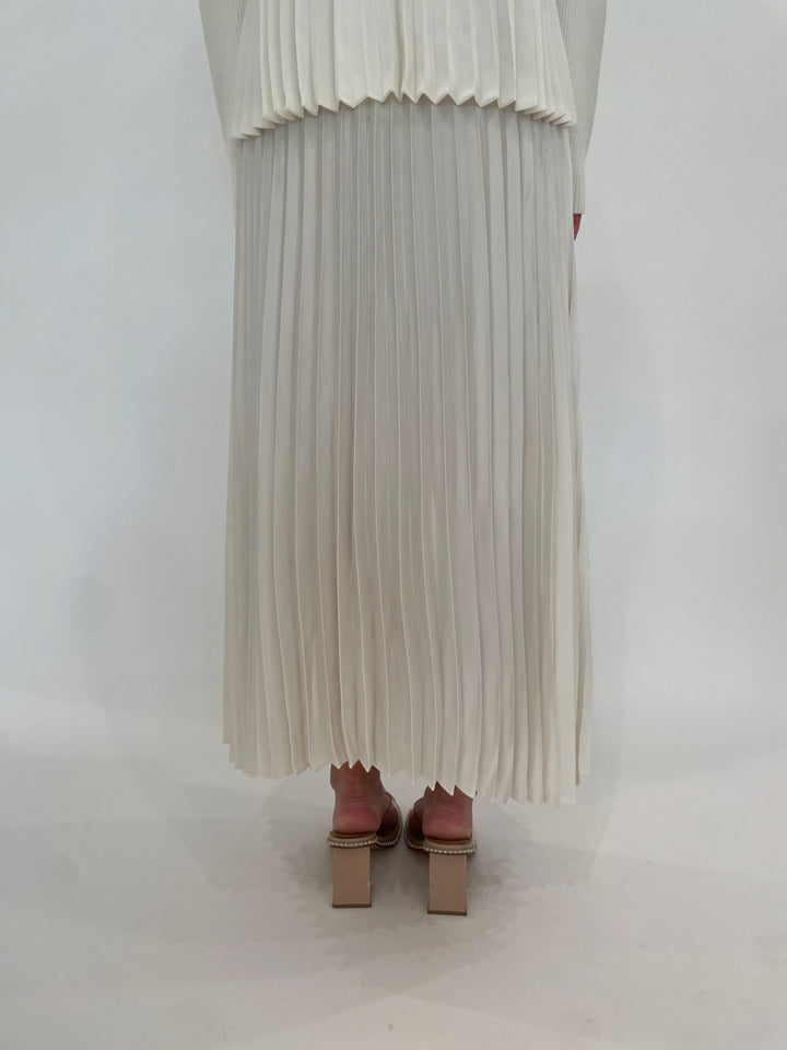 Simkhai Valor Pleated Midi Skirt in Ivory available at Barbara Katz