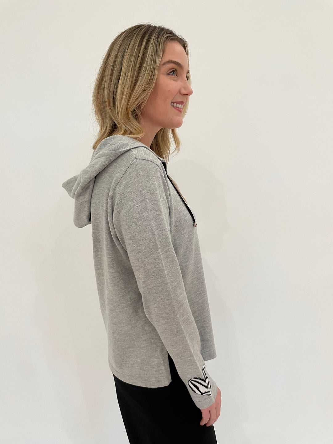 BK Aurora Love Long Sleeve Hoodie in Silver available at Barbara Katz