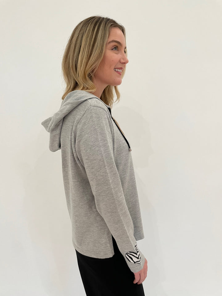 BK Aurora Love Long Sleeve Hoodie in Silver available at Barbara Katz