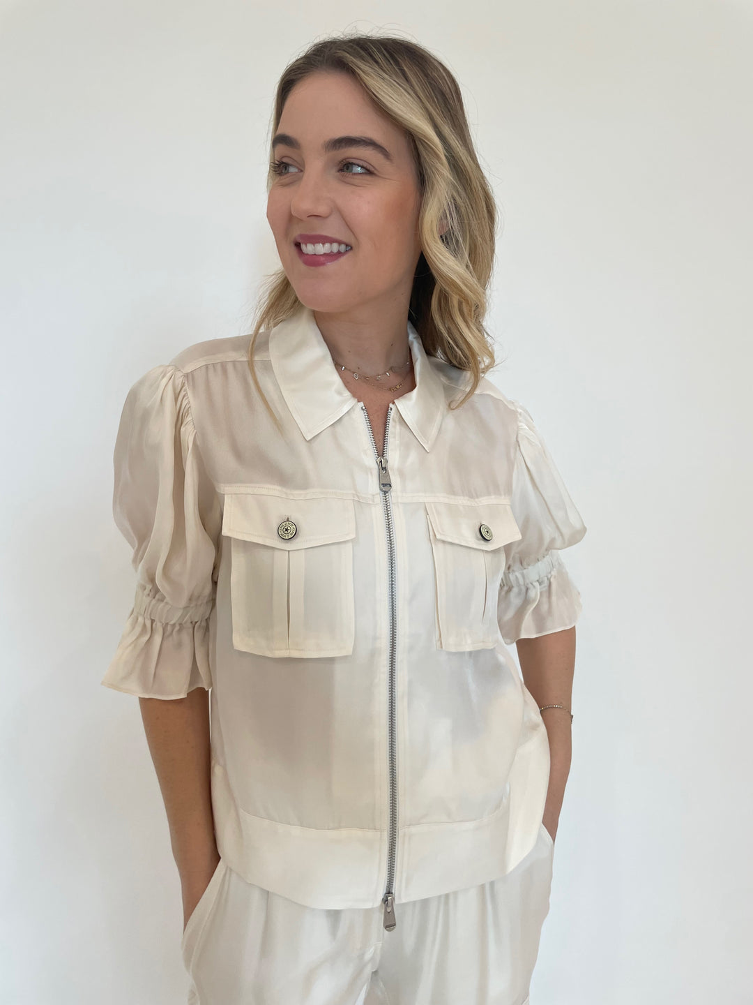 Cinq a Sept Holly Jacket in Ivory available at Barbara Katz