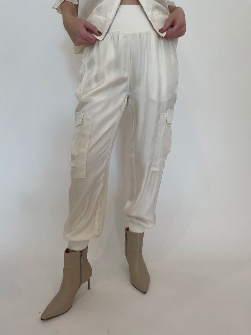 Cinq a Sept Giles Cupro Pants in Ivory available at Barbara Katz