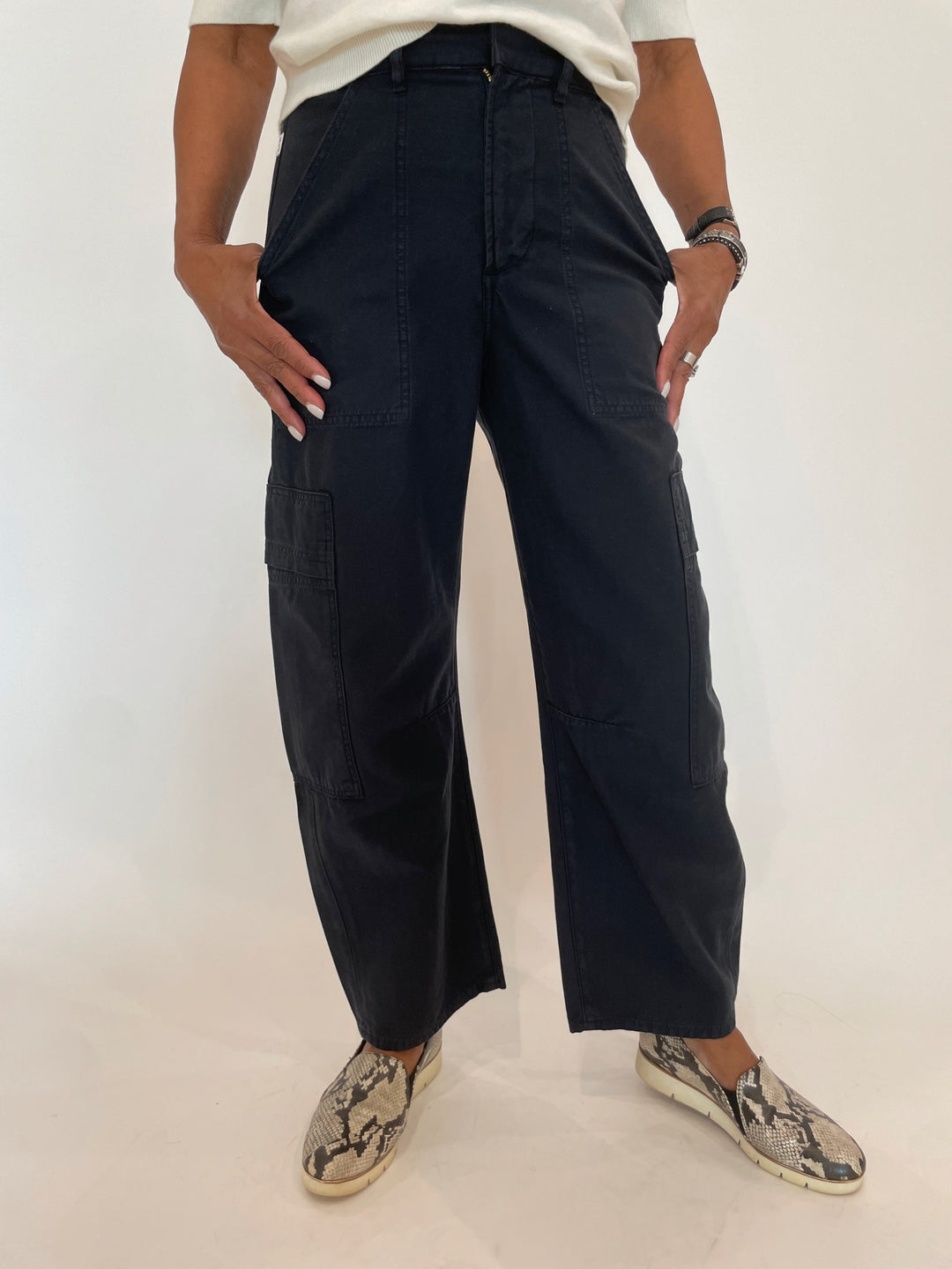 Citizens of Humanity Marcelle Low Slung Easy Cargo Pants in True Navy available at Barbara Katz