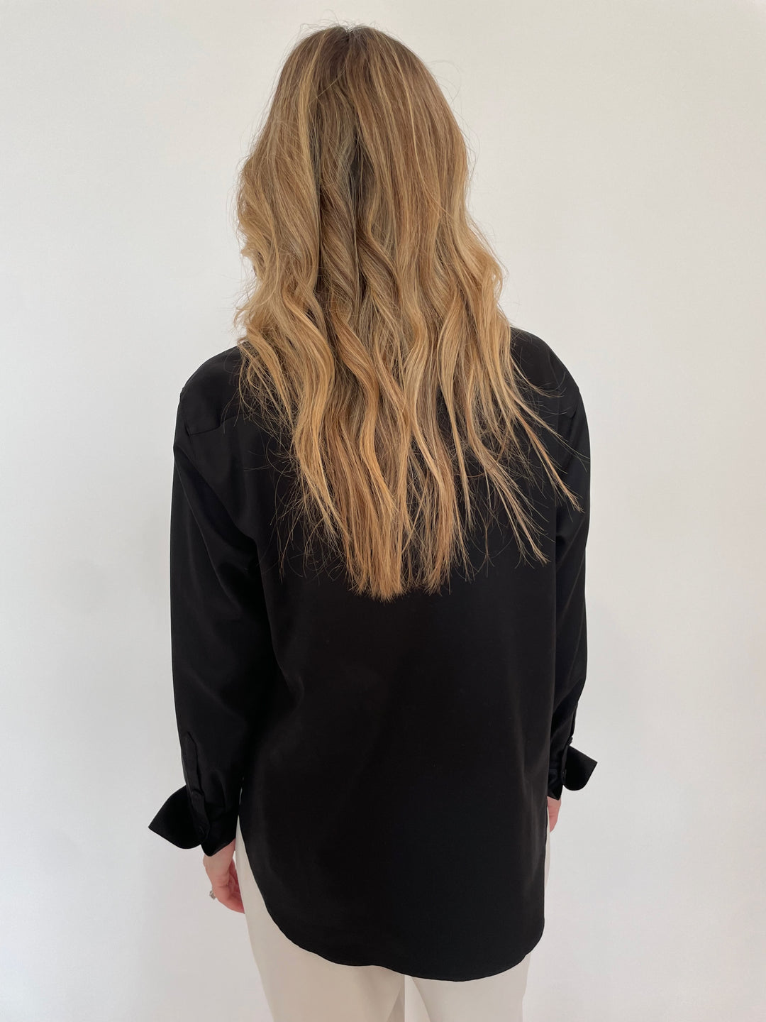 Hinson Wu Halsey Long Sleeve Shirt With Rosette in Black available at Barbara Katz