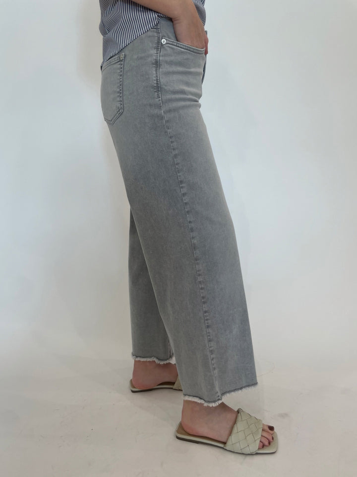 MAC Dream Wide Crop Wonder Jeans in Grey available at Barbara Katz