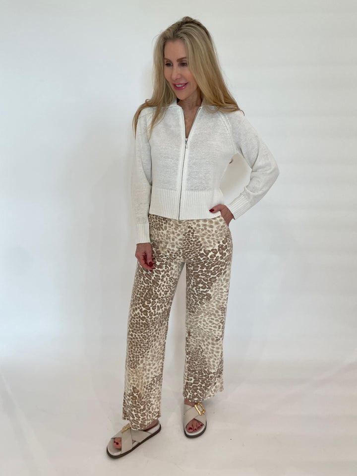 Mother Denim The Major Zip Ankle Pants in Spot On Leopard print available at Barbara Katz