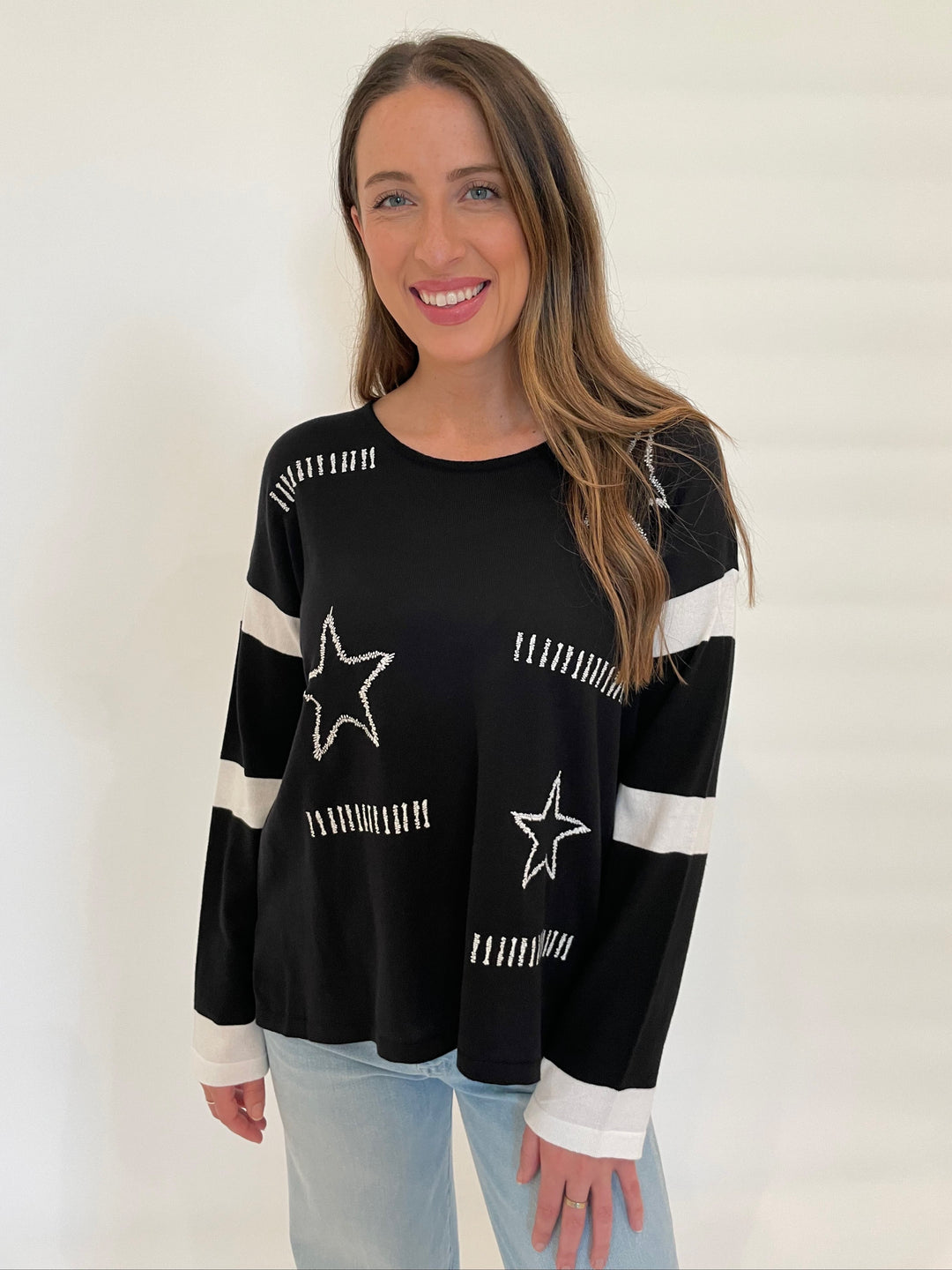 BK Rami Star Sweater in Black/White available at Barbara Katz