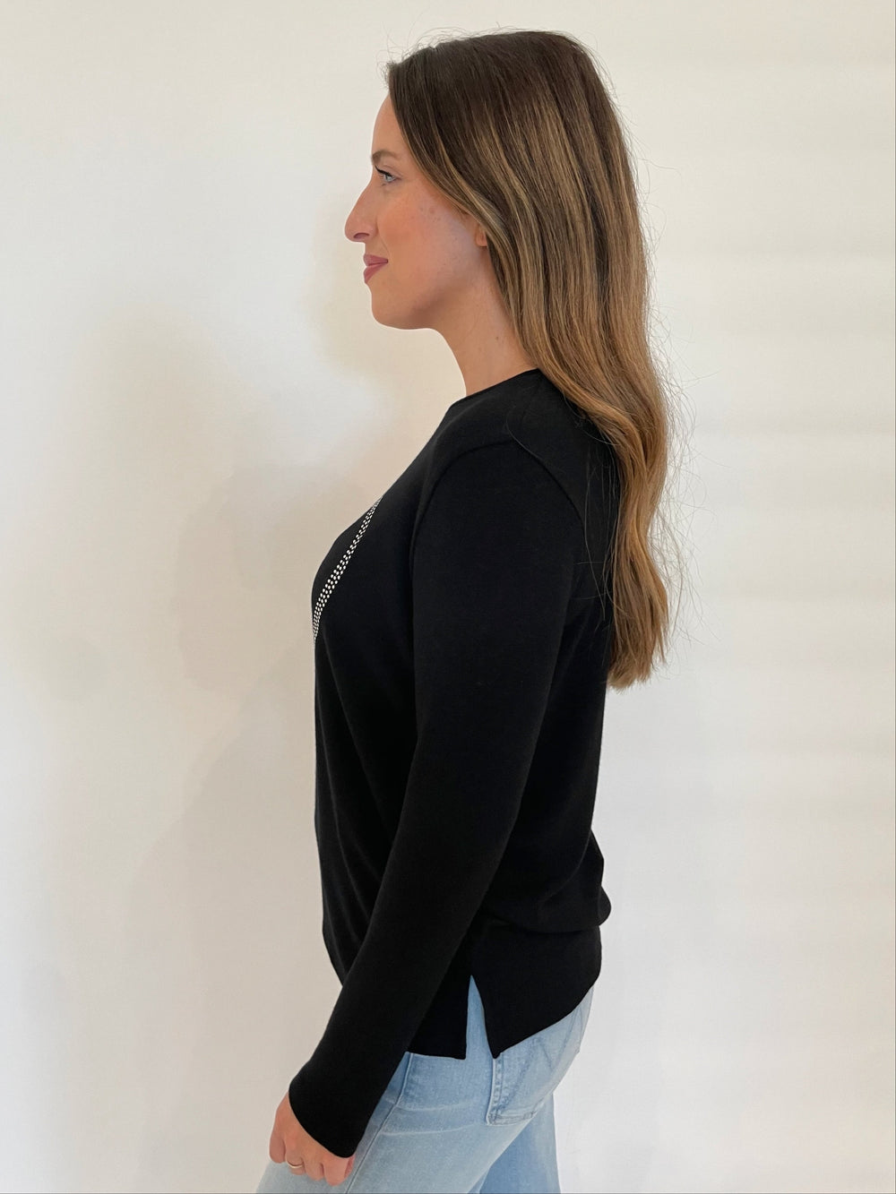 BK Francia Heart Long Sleeve Top in Black/White available at Barbara Katz