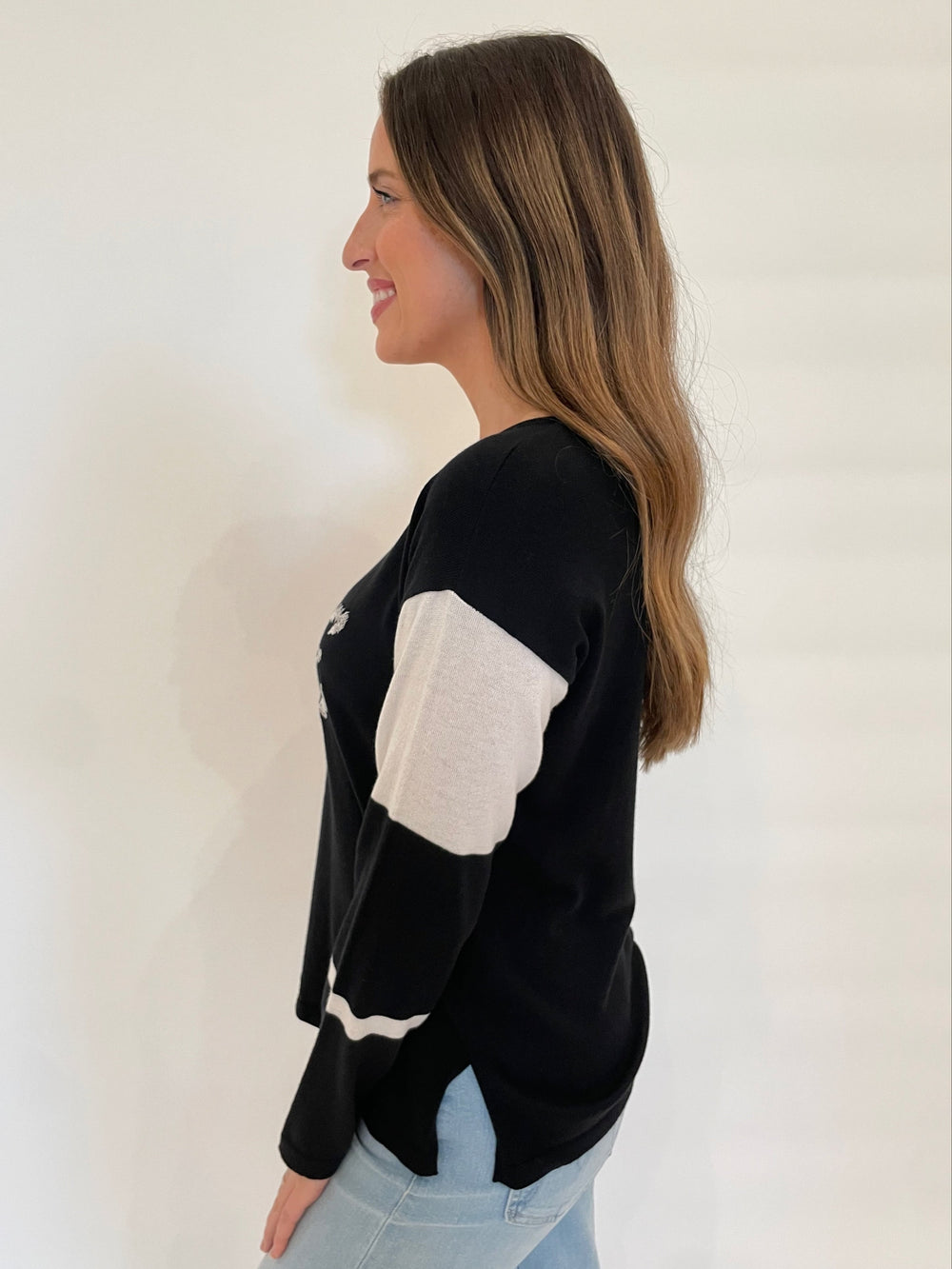 BK Arly Love Long Sleeve Top in Black/White available at Barbara Katz