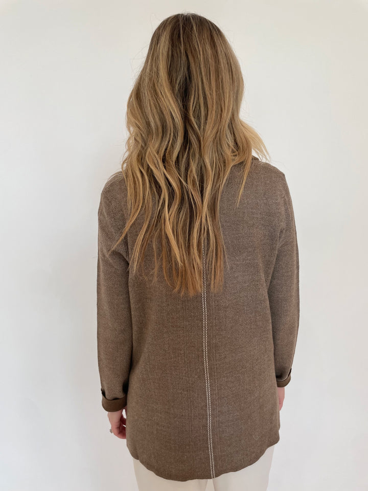 BK Hazel Long Sleeve Knit Blazer in Light Brandy/Ivory available at Barbara Katz