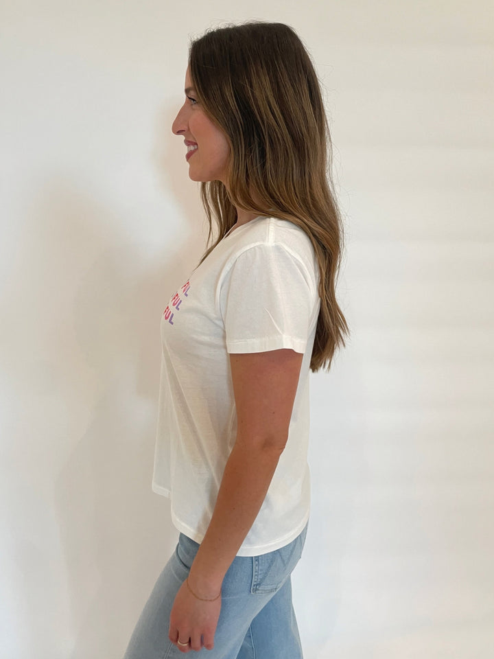 Kerri Rosenthal Suke Life is Beautiful Short Sleeve Tee in White available at Barbara Katz