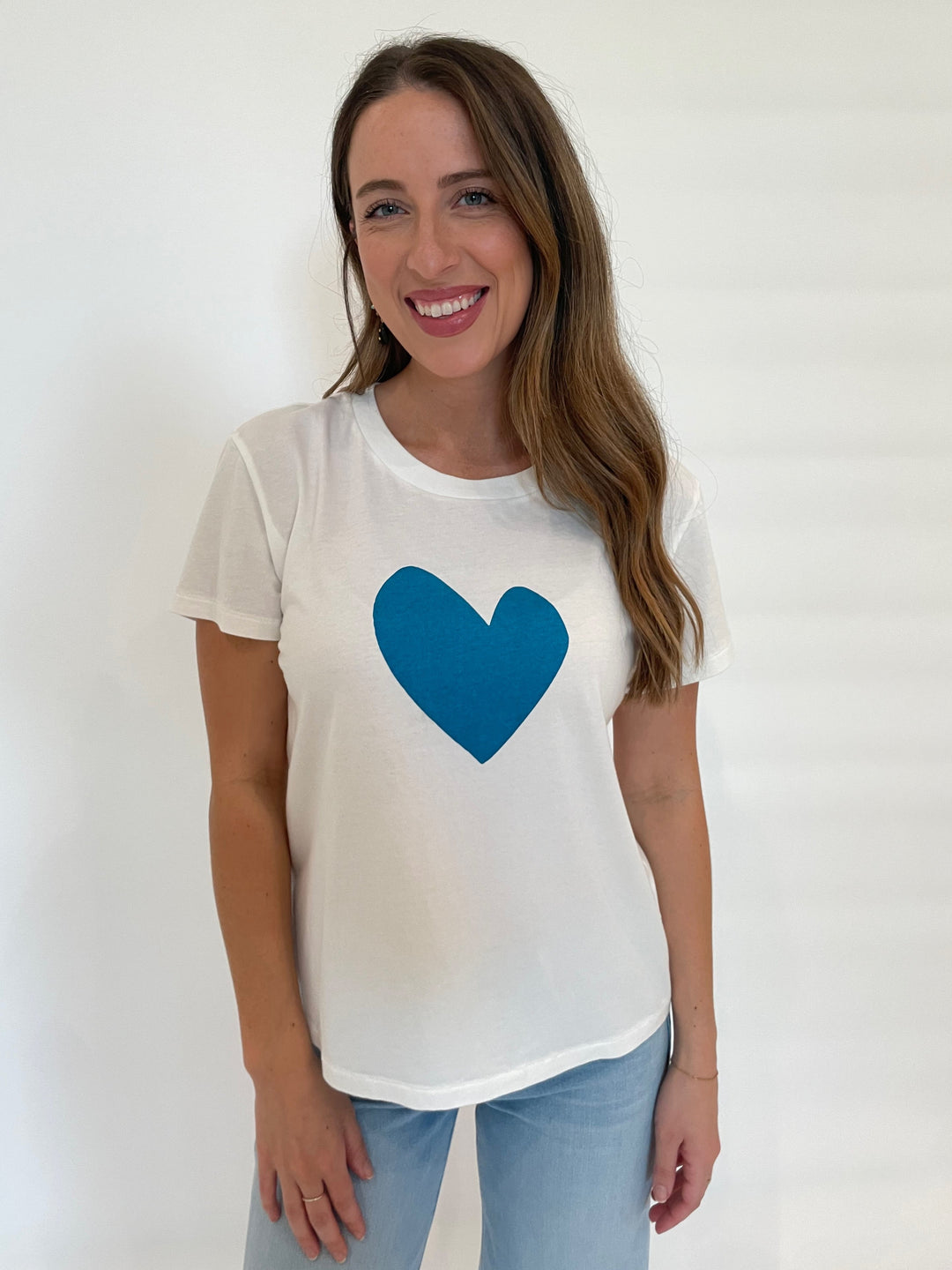 Kerri Rosenthal Suke Imperfect Heart Tee in Mid Blue available at Barbara Katz