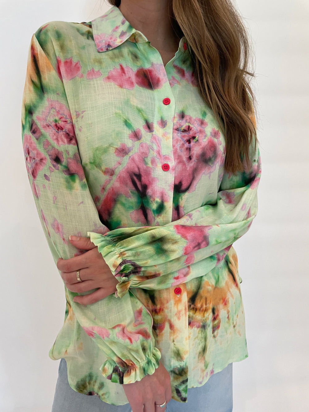 Aldomartins Marga Tie Dye Print Button Down Shirt available at Barbara Katz