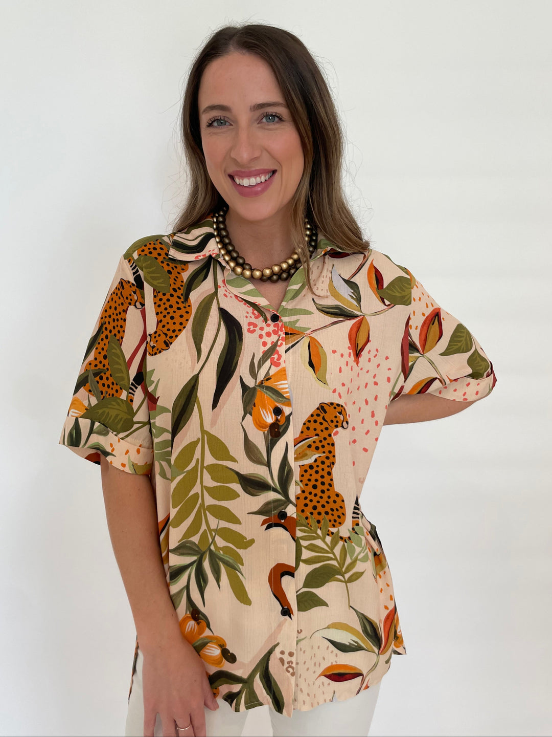 Aldomartins Tais Jungle Print Blouse available at Barbara Katz