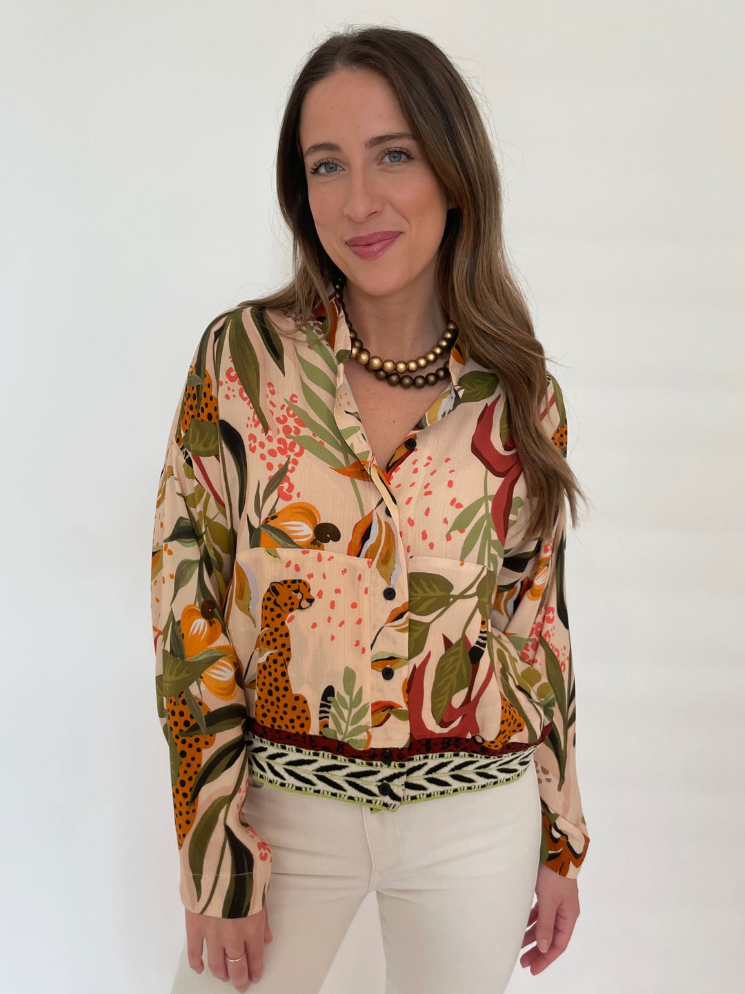 Aldomartins Saray Jungle Print Blouse available at Barbara Katz