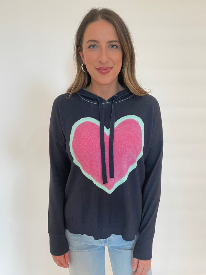 J Society Elisa Heart Hoodie in Navy available at Barbara Katz