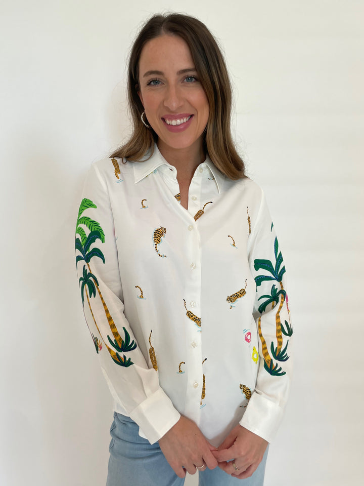 Vilagallo Mafalda Piscina Print Shirt in Multi available a Barbara Katz