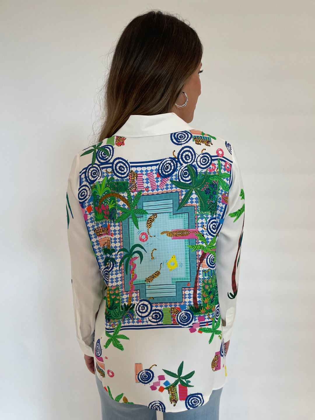 Vilagallo Mafalda Piscina Print Shirt in Multi available a Barbara Katz