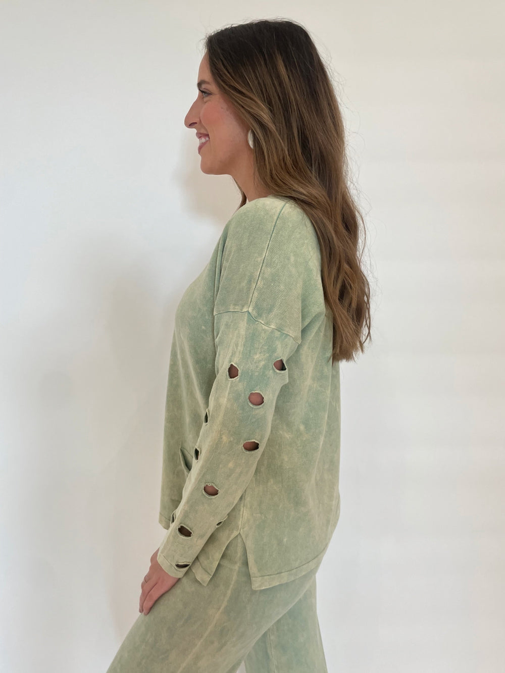 BK Lori Hand Wash Long Sleeve Top in Pine available at Barbara Katz