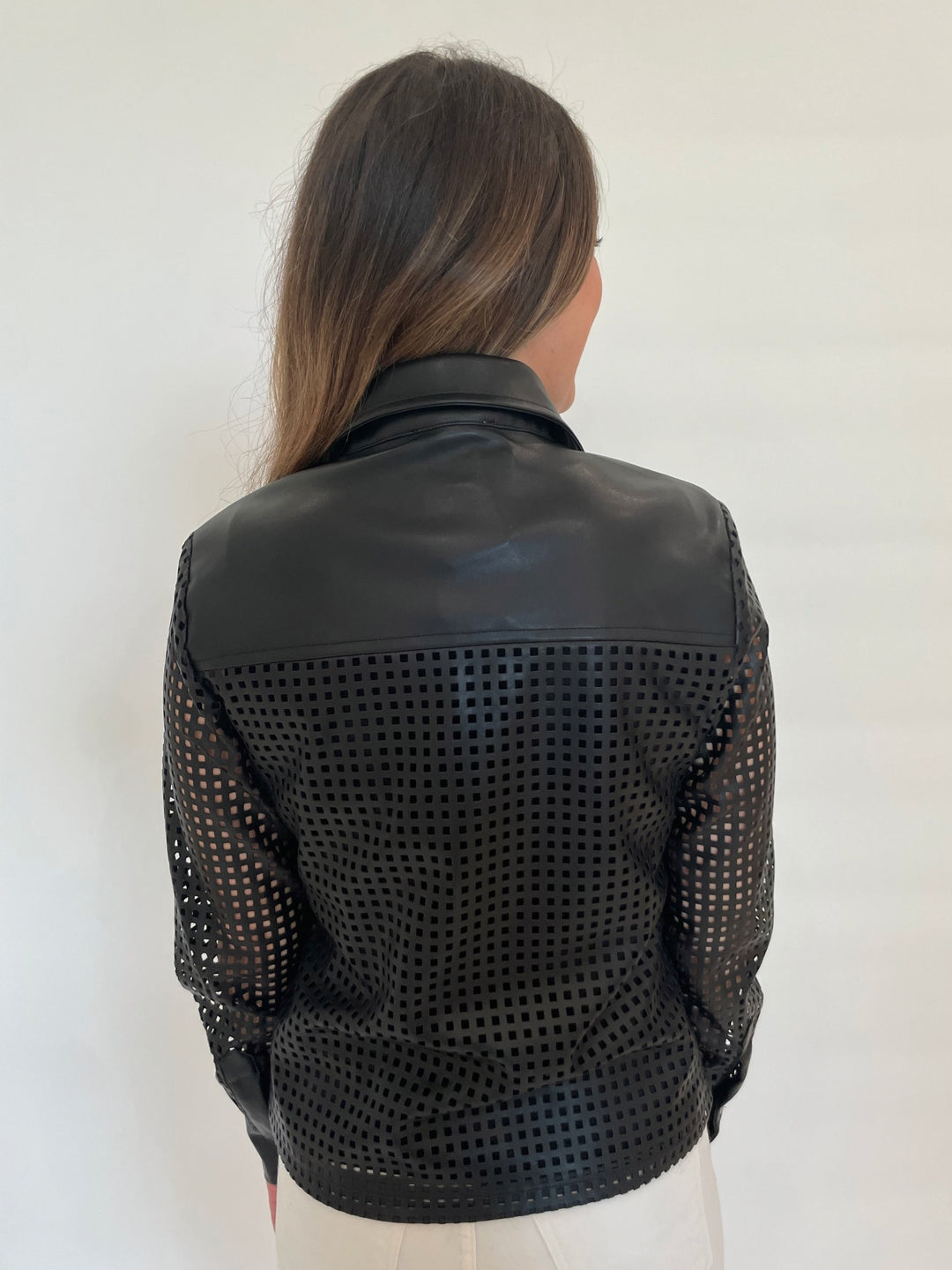 BK Lisa Perforated Shirt in Black available at Barbara Katz