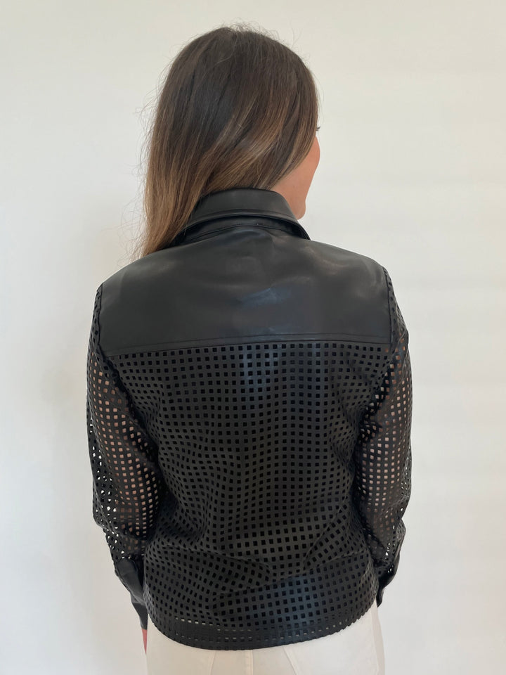 BK Lisa Perforated Shirt in Black available at Barbara Katz