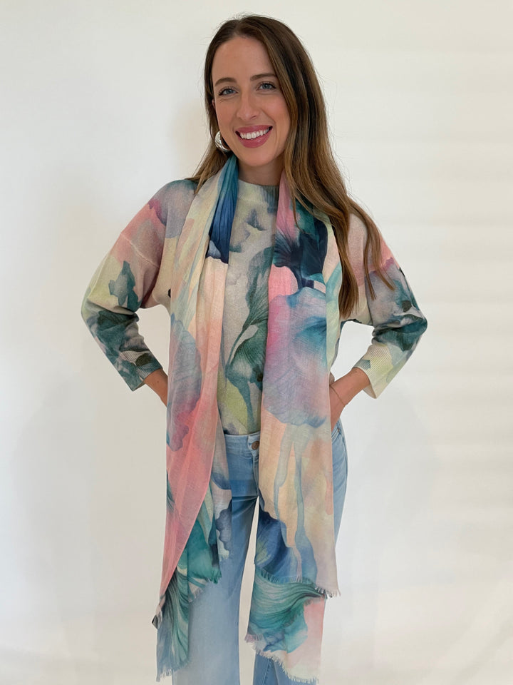 Kinross Cashmere Femme Floral Print Scarf available at Barbara Katz