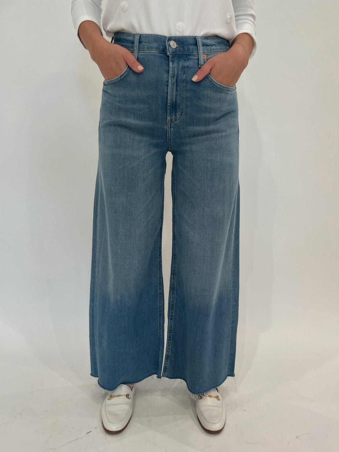 Citizens of Humanity Lyra Crop Wide Leg Denim in Bhodi available at Barbara Katz